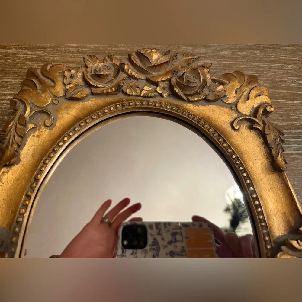 VINTAGE ORNATE GILT FLORAL CARVED MIRROR – ITALIAN STYLE